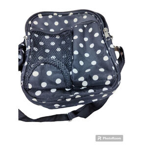 Black and white polka dot shoulder bag with matching scarf
